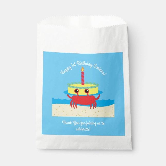 Sachets En Papier Fête d'anniversaire de Crab Beach (Devant)