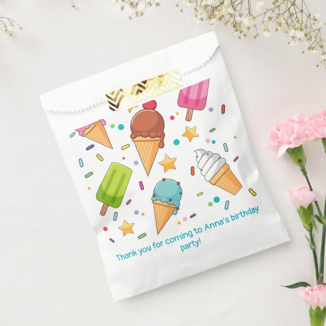 Sachets En Papier Fête d'anniversaire de la crème glacée (Scellé)