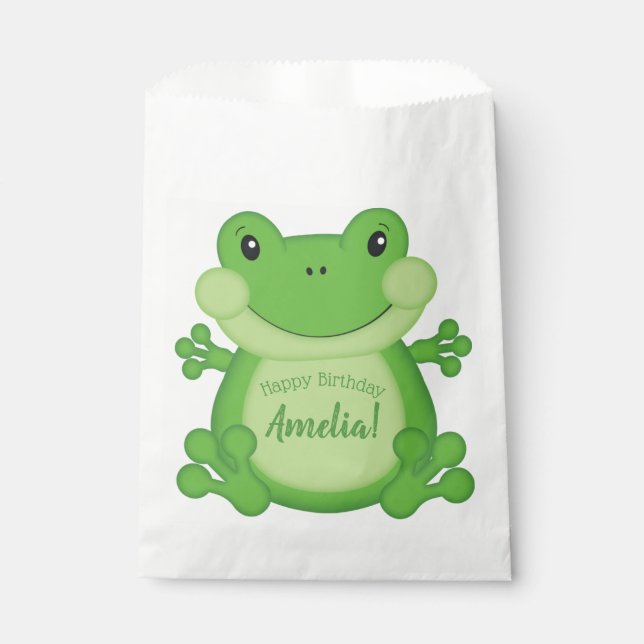 Sachets En Papier Fête d'anniversaire de la grenouille (Devant)