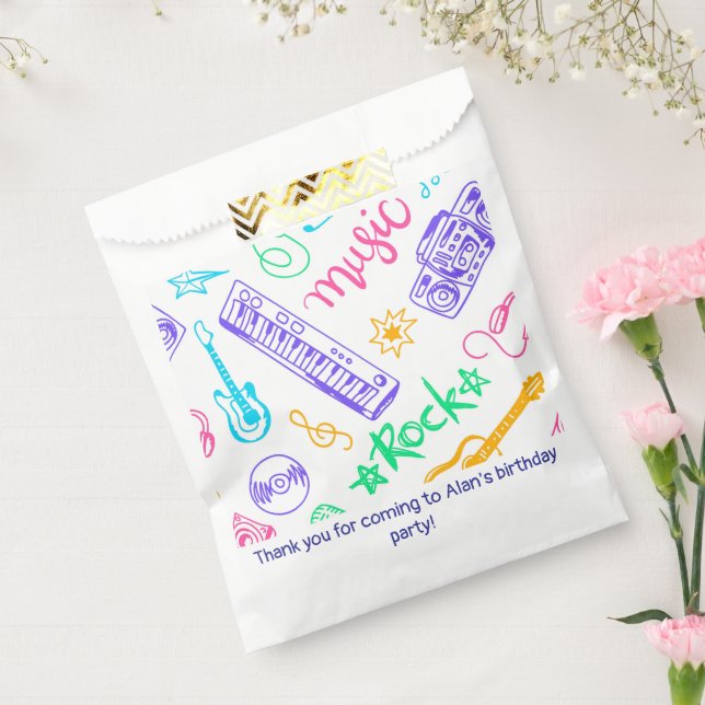 Sachets En Papier Fête d'anniversaire de la musique (Scellé)