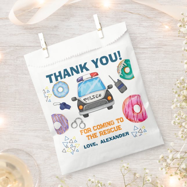 Sachets En Papier Fête d'anniversaire de la police (Coupé)