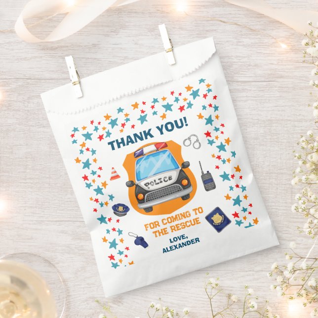 Sachets En Papier Fête d'anniversaire de la police (Coupé)