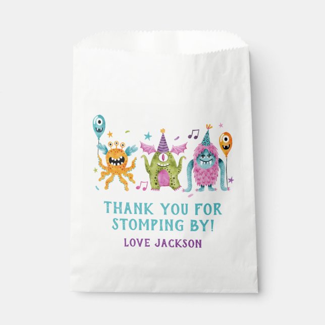 Sachets En Papier Fête d'anniversaire de Little Monsters (Devant)