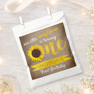 Sachets En Papier Fête d'anniversaire de Little Sunflower 1 an