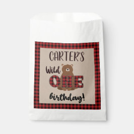 Sachets En Papier Fête d'anniversaire de l'Ours Plaid Wild ONE