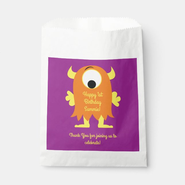Sachets En Papier Fête d'anniversaire de Monster (Devant)
