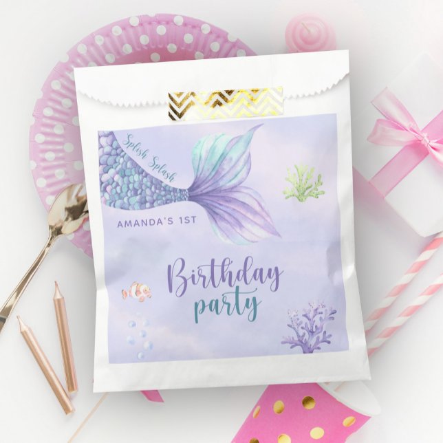 Sachets En Papier Fête D'Anniversaire De Sirène Sous La Sirène De Me (Créateur téléchargé)