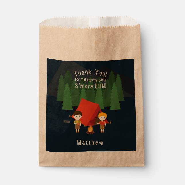 Sachets En Papier Fête d'anniversaire du camping (Devant)
