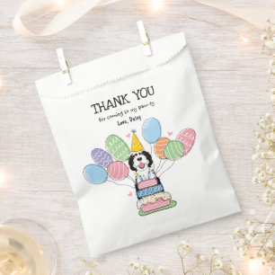 Sachets En Papier Fête d'anniversaire du caniche noir et blanc