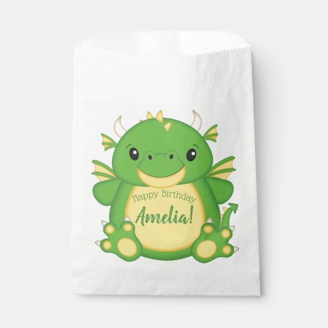 Sachets En Papier Fête d'anniversaire du dragon (Devant)