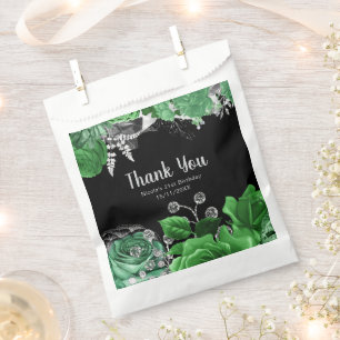 Sachets En Papier Fête d'anniversaire élégante aux fleurs vertes et