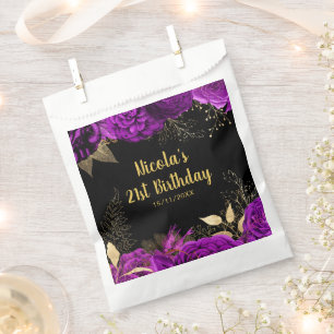 Sachets En Papier Fête d'anniversaire élégante fleurs violettes et o