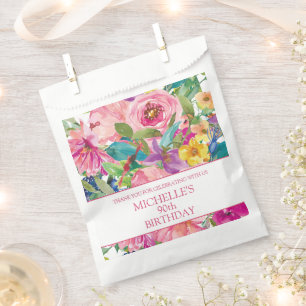 Sachets En Papier Fête d'anniversaire féminine florale jaune rose