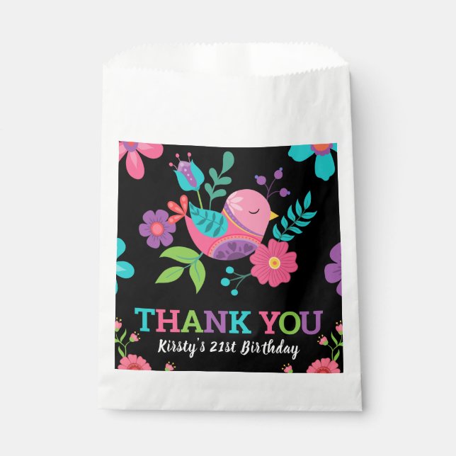 Sachets En Papier Fête d'anniversaire Florale mexicaine (Devant)