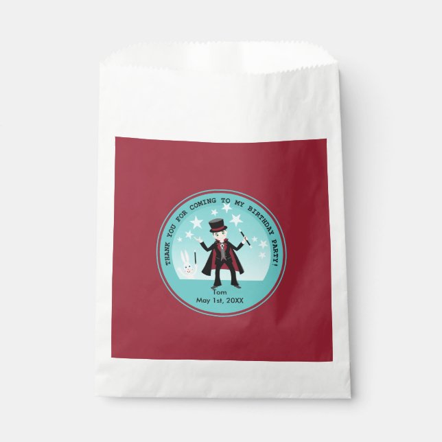 Sachets En Papier Fête d'anniversaire pour enfant magicien (Devant)
