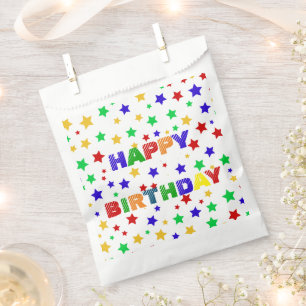 Sachets En Papier Fête d'anniversaire simple moderne rouge étoile co