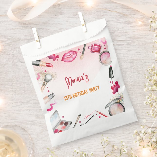 Sachets En Papier Fête d'anniversaire spa beauté et maquillage (Coupé)