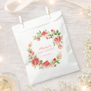 Sachets En Papier Fête de bébé fille à la rose rose florale verdure
