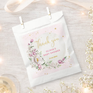 Sachets En Papier Fête de bébé Fleur de Lune Rose