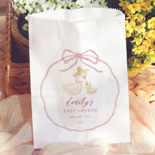 Sachets En Papier Fête de Bébé Fleur Sauvage Ruban Rose Oie Ridicule