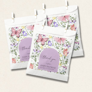 Sachets En Papier Fête de Bébé Papillon Rose Lavande et Verdure