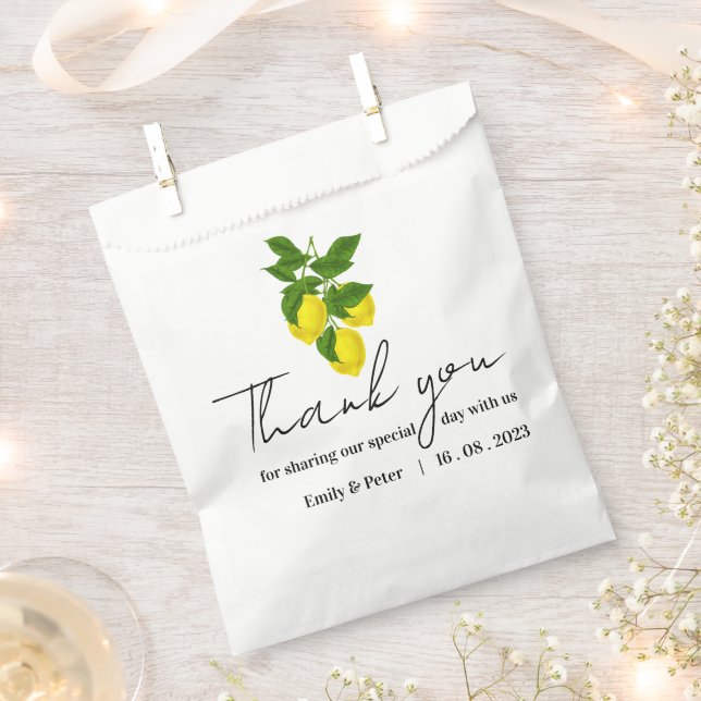 Sachets En Papier Fête de mariage Citrus Merci jaune vif (Coupé)