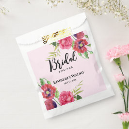 Sachets En Papier Fête de Mariage Moderne Rouge Rose Floral sur Rose