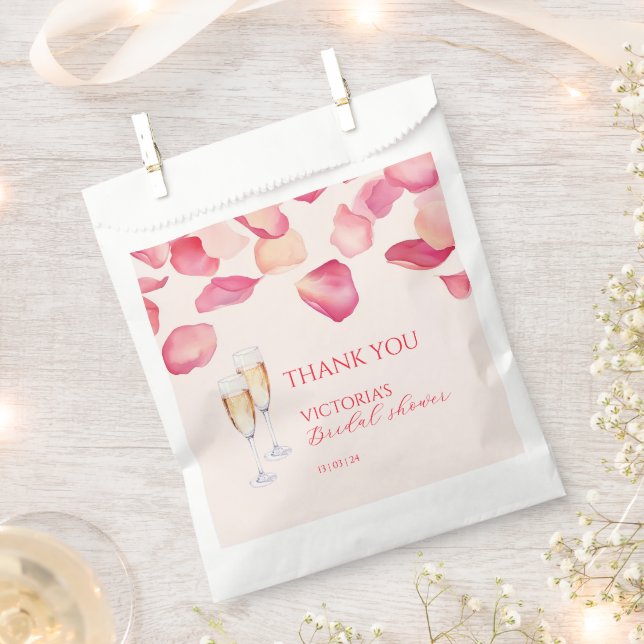 Sachets En Papier Fête de mariage Pink Petals et Prosecco (Coupé)