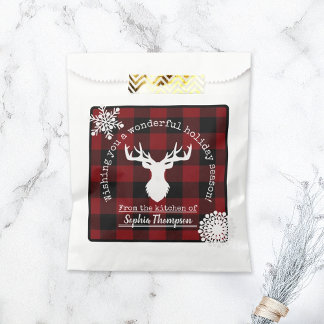 Sachets En Papier Fête de Noël à carreaux rouges et noirs Buffalo