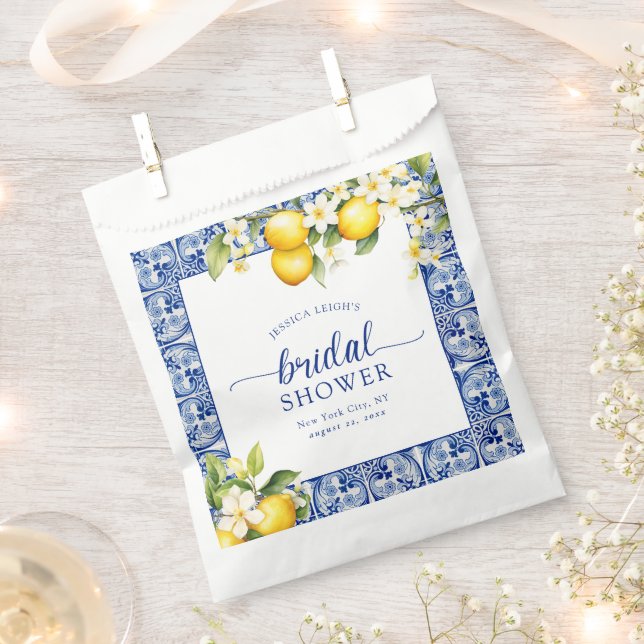 Sachets En Papier Fête des mariées aux citrons bleu méditerranéen (Coupé)