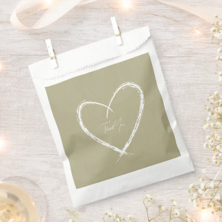 Sachets En Papier Fête des mariées blanche personnalisée Sage vert
