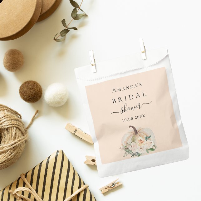 Sachets En Papier Fête des mariées citrouille crème fleurs rousses (Créateur téléchargé)