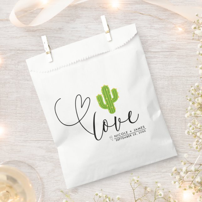 Sachets En Papier Fête des mariées d'amour du coeur jaune Cactus Fie (Coupé)