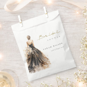 Sachets En Papier Fête des mariées de Mariage d'aquarelle noire
