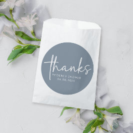 Sachets En Papier Fête des mariées de script minimaliste bleu poussi