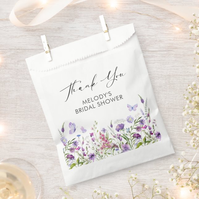 Sachets En Papier Fête des mariées Fleur sauvage papillon (Coupé)