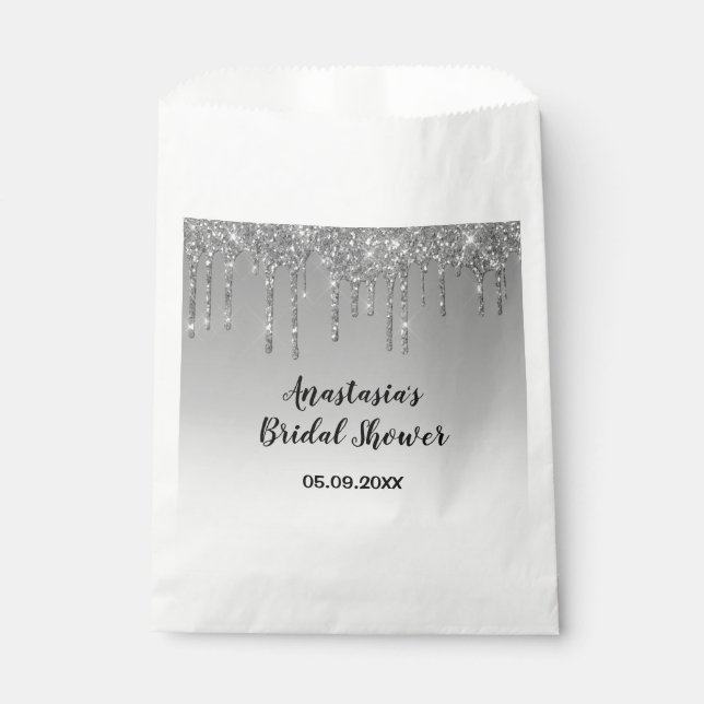 Sachets En Papier Fête des mariées Gris & Silver Parties scintillant (Devant)
