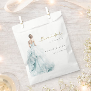 Sachets En Papier Fête des mariées Mariage Aqua Blue Watercolor