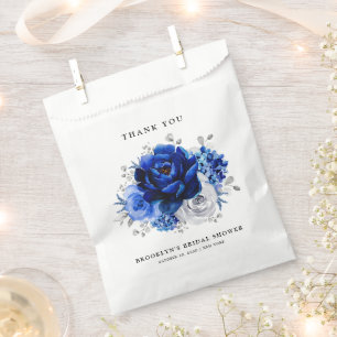 Sachets En Papier Fête des mariées métallique Bleu Blanc Royal