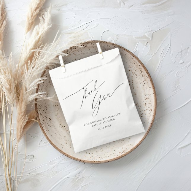 Sachets En Papier Fête des mariées minimale en Merci noir et blanc (Créateur téléchargé)
