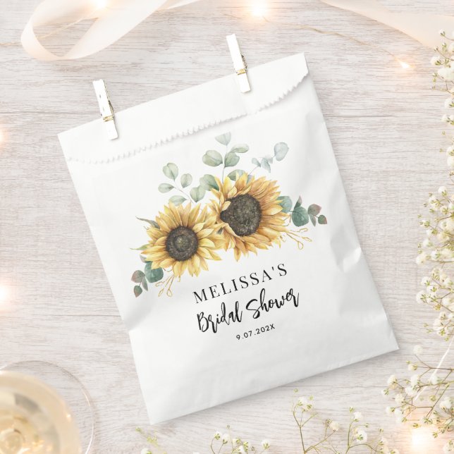 Sachets En Papier Fête des mariées Script de fleurs de tournesol (Coupé)