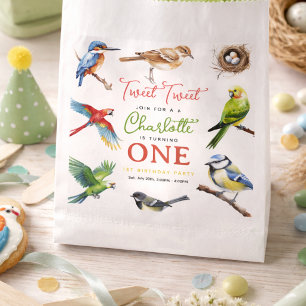 Sachets En Papier Fête du 1er anniversaire de joli Oiseau