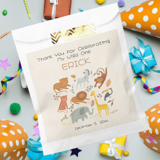Sachets En Papier Fête du premier anniversaire Safari Wild One