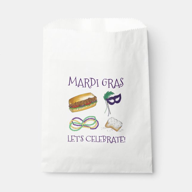 Sachets En Papier Fêtons Mardi Gras Beignet Beads NOLA (Devant)
