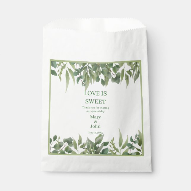 Sachets En Papier Feuillage vert Feuille rustique (Devant)