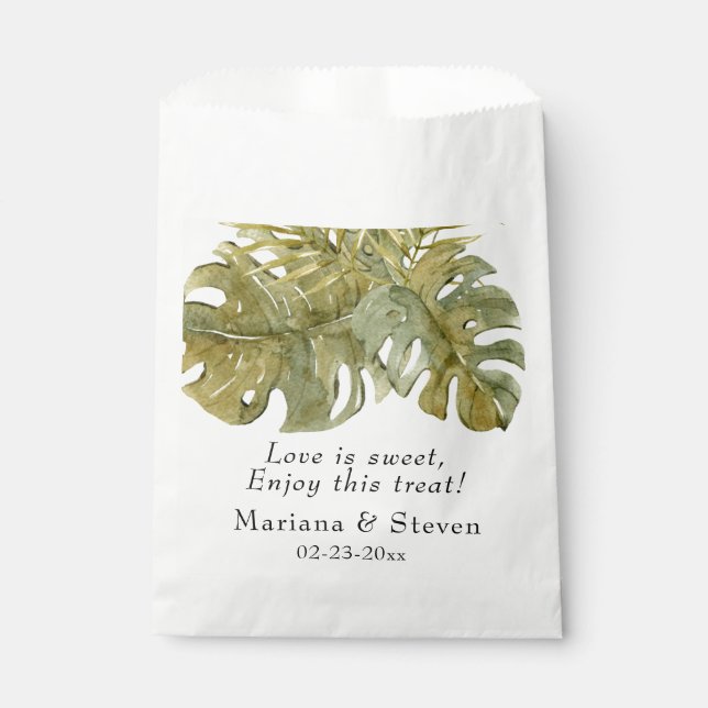 Sachets En Papier Feuille moderne  Palm Mariage (Devant)