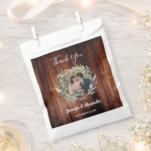 Sachets En Papier Feuille rustique grange bois photo Mariage Merci