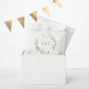 Sachets En Papier Feuilles de verdure Élégant Monogramme Mariage sur