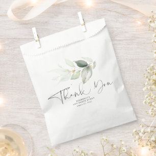 Sachets En Papier Feuilles d'or vert Élégant Merci
