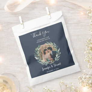 Sachets En Papier Feuilles rustiques aquarelle merci mariage photo